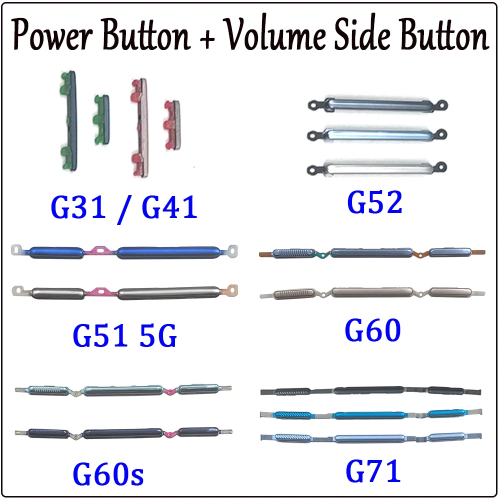 NEW  Side Volume Button + Power ON / OFF Buttton Key Set Replacement Part For Motorola Moto G31 G71 G60S G60  G52 G41 G51 5G