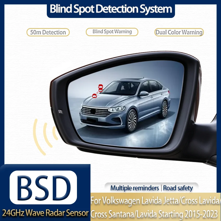 24GHz BSD System, 50m Range, Safer Lane Change For Volkswagen Lavida/Jetta/Cross Lavida/Cross Santana/Lavida Starting 2015-2023