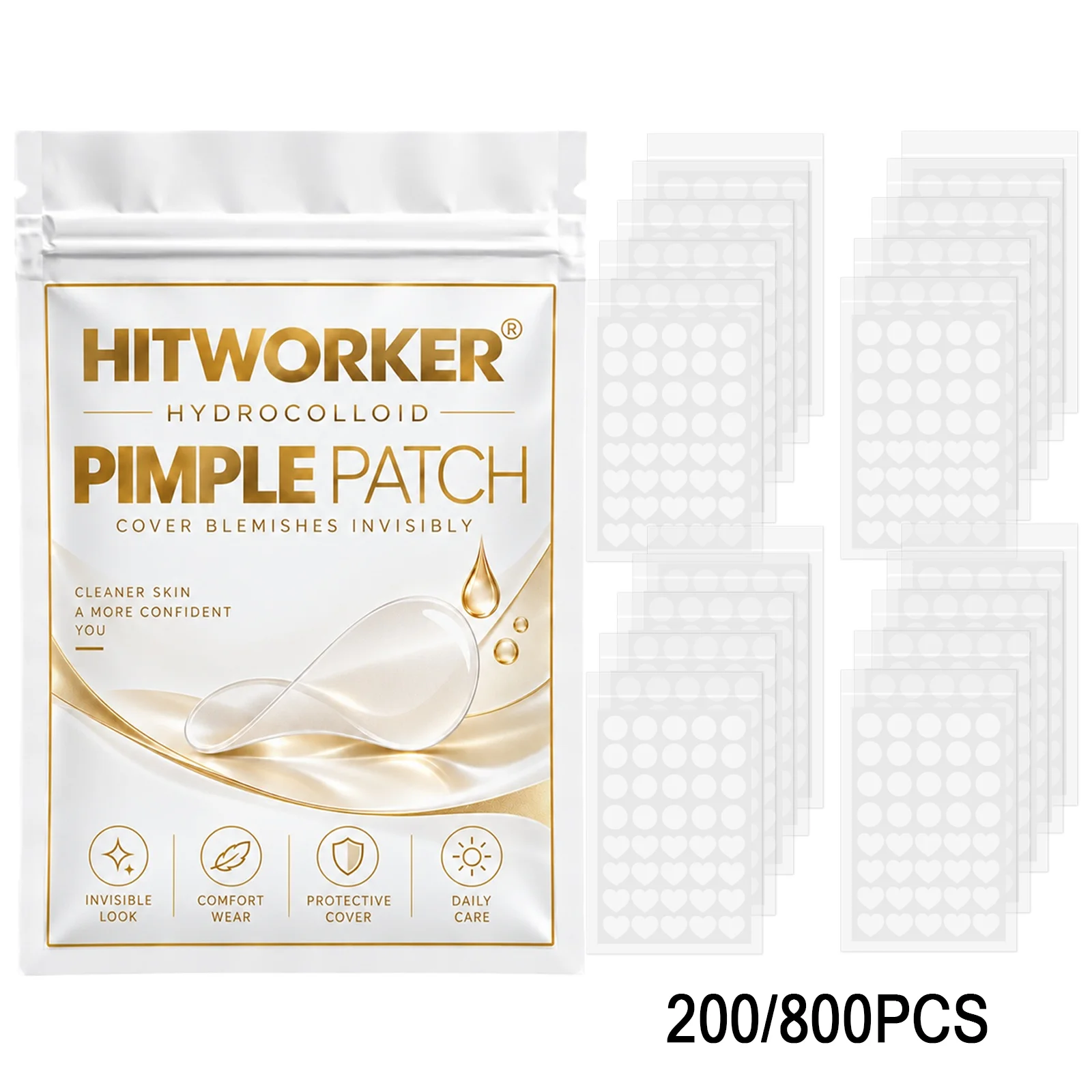 Mixed Round Heart Shape Pimple Patches 200/800PCS Hydrocolloid Invisible Acne Blemish Spot Stickers Comfort Wear Face Skin Care