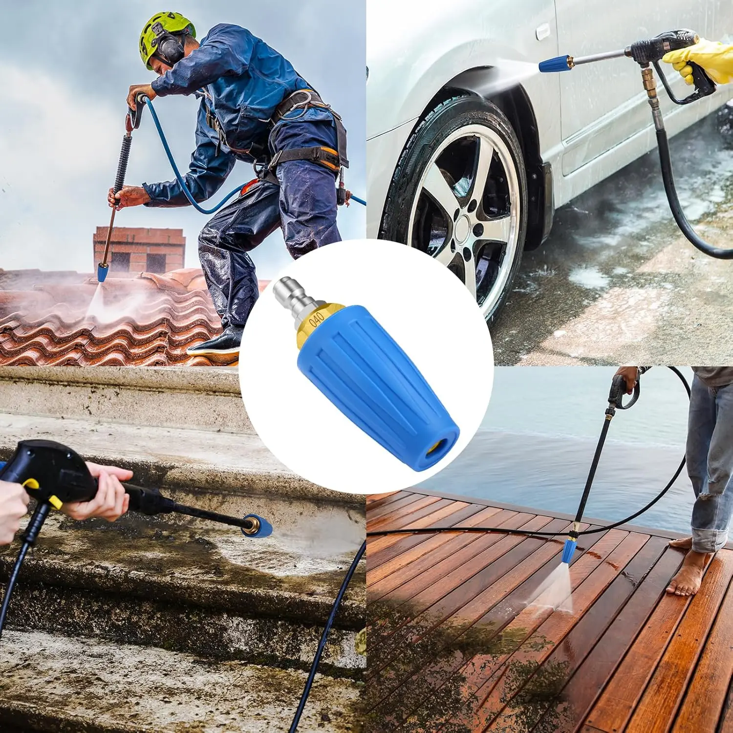 4000PSI Rotating Turbo Nozzle Sprayer For High Pressure Wash Gun With 1/4" Quick Connect Hitch