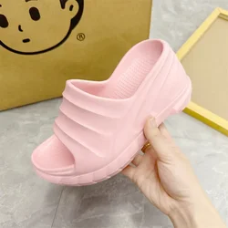 2023 Women High Heel Slippers Fashion Large Size Street Fashion Slides Women Slipper Outdoor Candy Color Wedge Platform Sandals