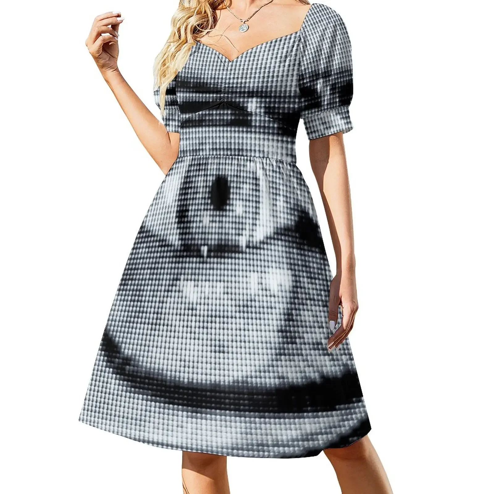 

THE EYE AND GLASSES B & W Short-Sleeved Dress Dress for girls women long dresses chic and elegant woman dress