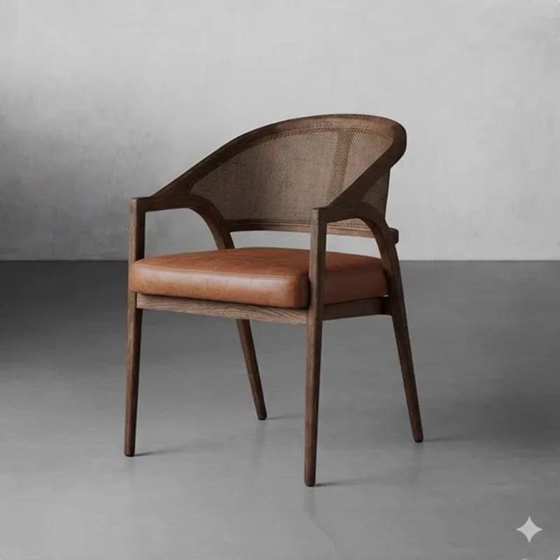 

Modern Real Rattan Solid Wood Restaurant Dining Chair with Durable Design for Hotel and Restaurant Use