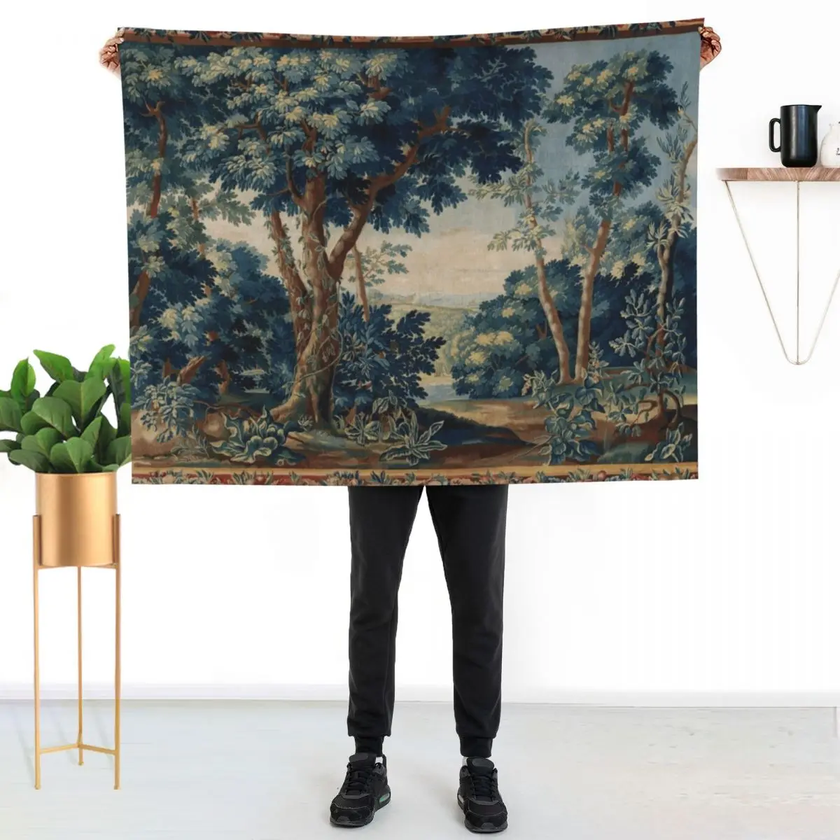 GREENERY, TREES IN WOODLAND LANDSCAPE Antique Flemish Tapestry Throw Blanket Custom Blankets For Baby sofa bed Loose Blankets