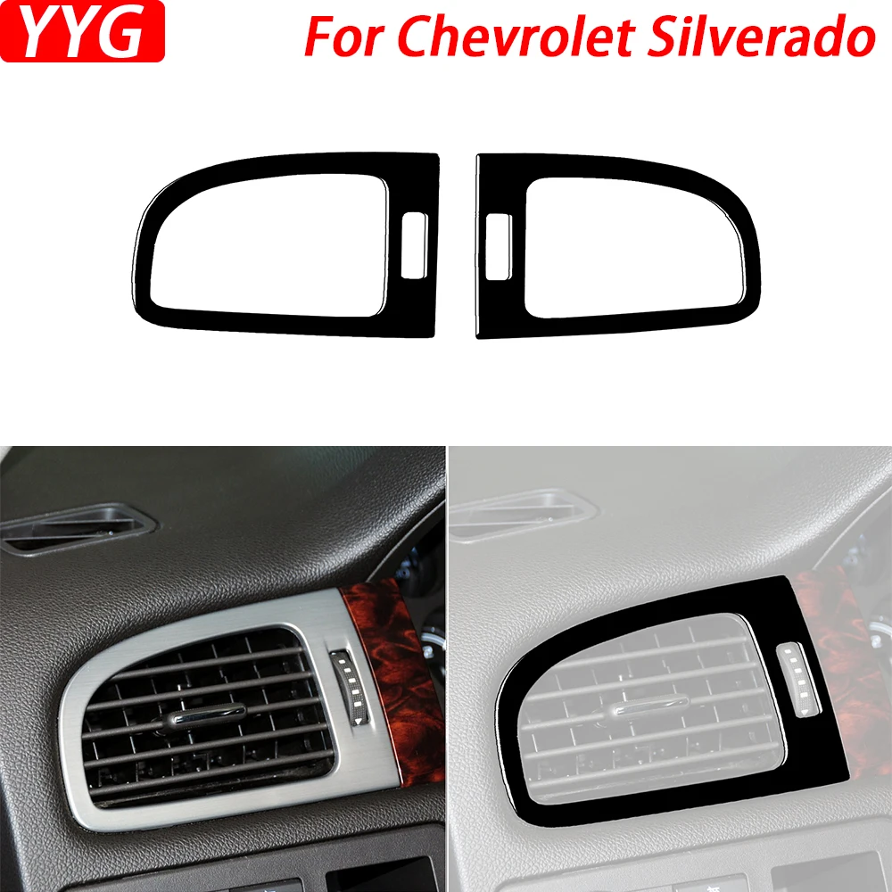 

For Chevrolet Silverado Tahoe GMC Avalanche LTZ Sierra SLT 07-13 Piano Black Both Side Air Conditioning Outlet Interior Sticker