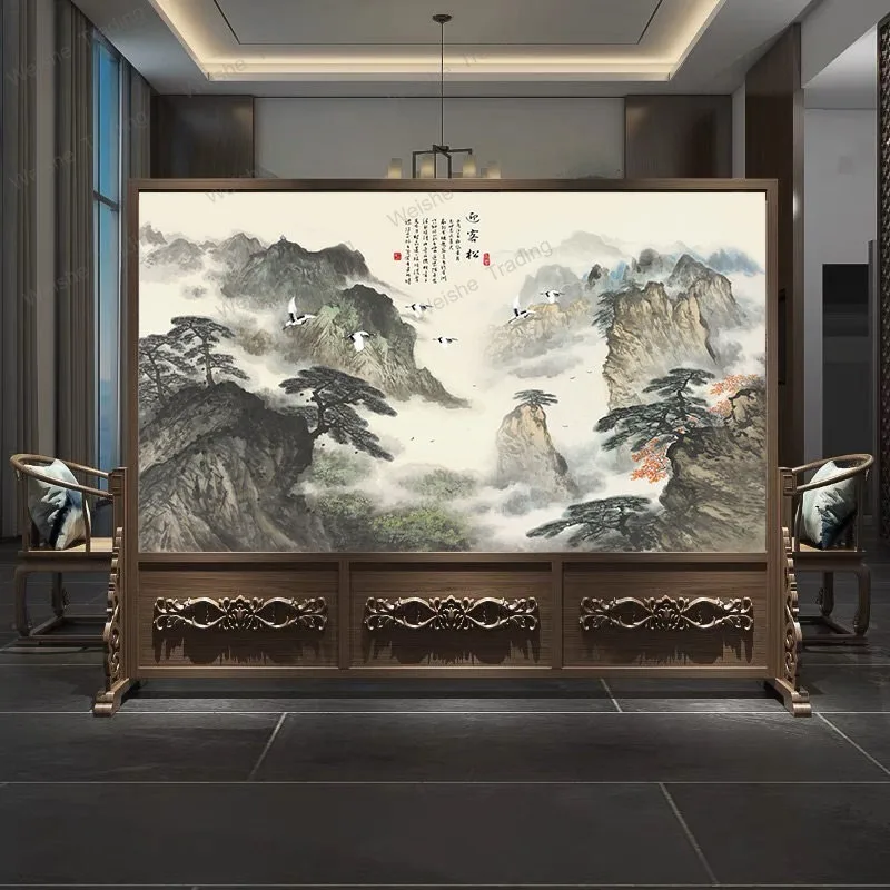 New Chinese-style screen partition, living room entrance porch, opaque solid wood seat screen
