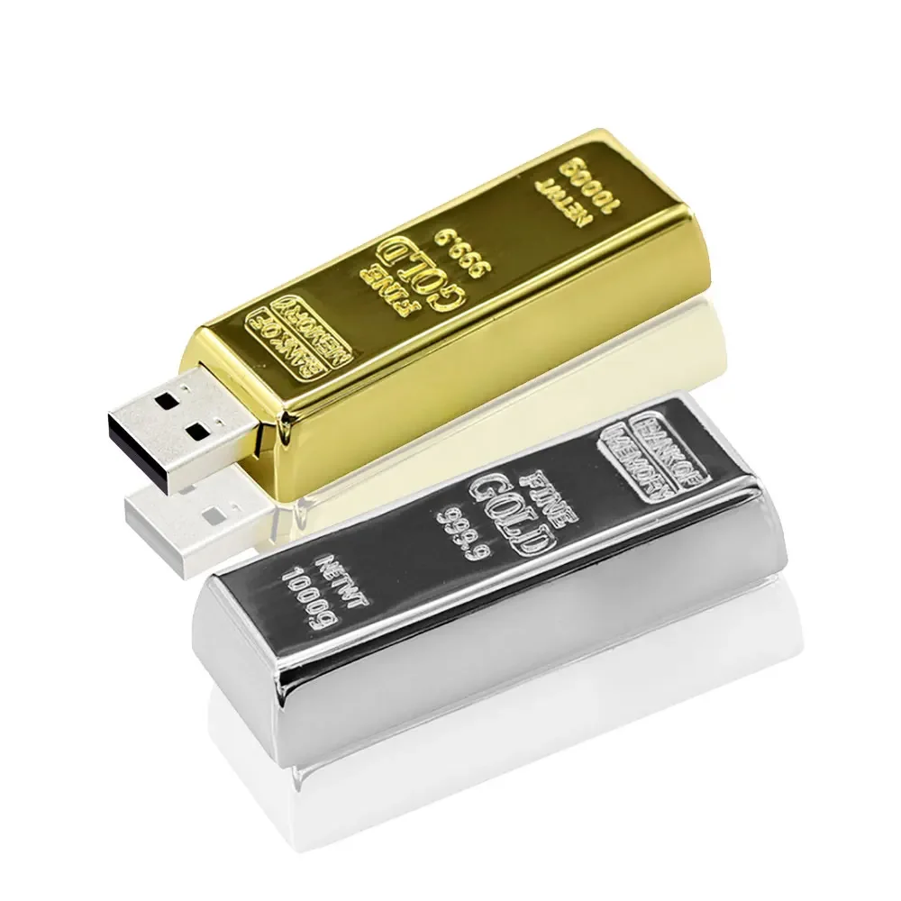 Unidad Flash USB 128 de 2,0 GB, Pendrive de barra dorada de Metal, 64GB, Cle, 4GB, 8GB, 16GB, 32GB