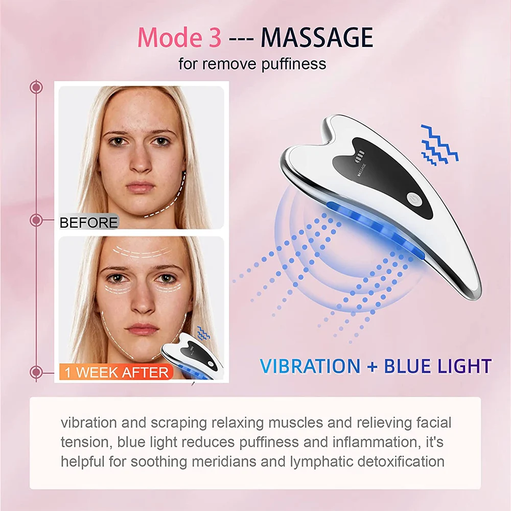 Elektrische Gua Sha Tools Gezichtsstimulators voor het opheffen van het gezicht Dubbele kin Verwijder Guasha Board Schrapen Microstroom Face Lift Machine