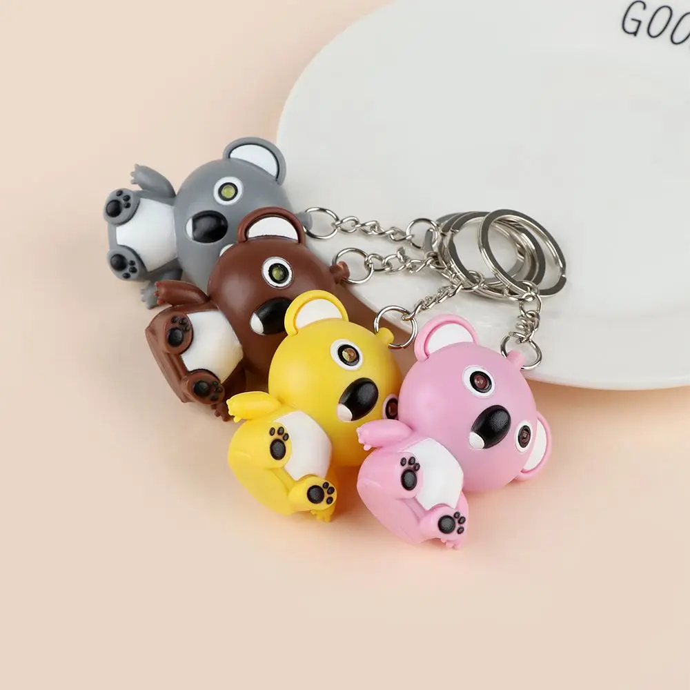 Cartoon Koala Shape Vocal Key Chain Key Ring Luminous LED Light