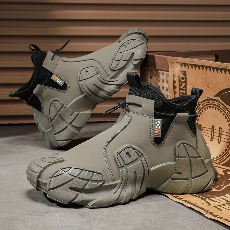 

Fashionable High Top Mens Shoes Waterproof Side Zipper Work Sports Shoes for Men Non-slip Comfortable Sneakers Zapatos De Hombre