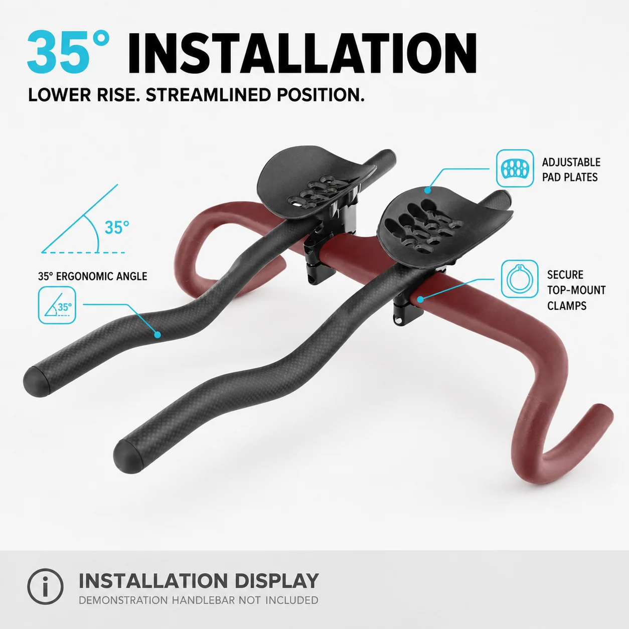 ULLICYC Rennrad-Triathlon-Zeitfahrrad, 3K Vollcarbon-Fahrrad-Steuergriff TT 35 ° /55 ° Für Aero-Lenkererweiterung mit Clip – Detail 9