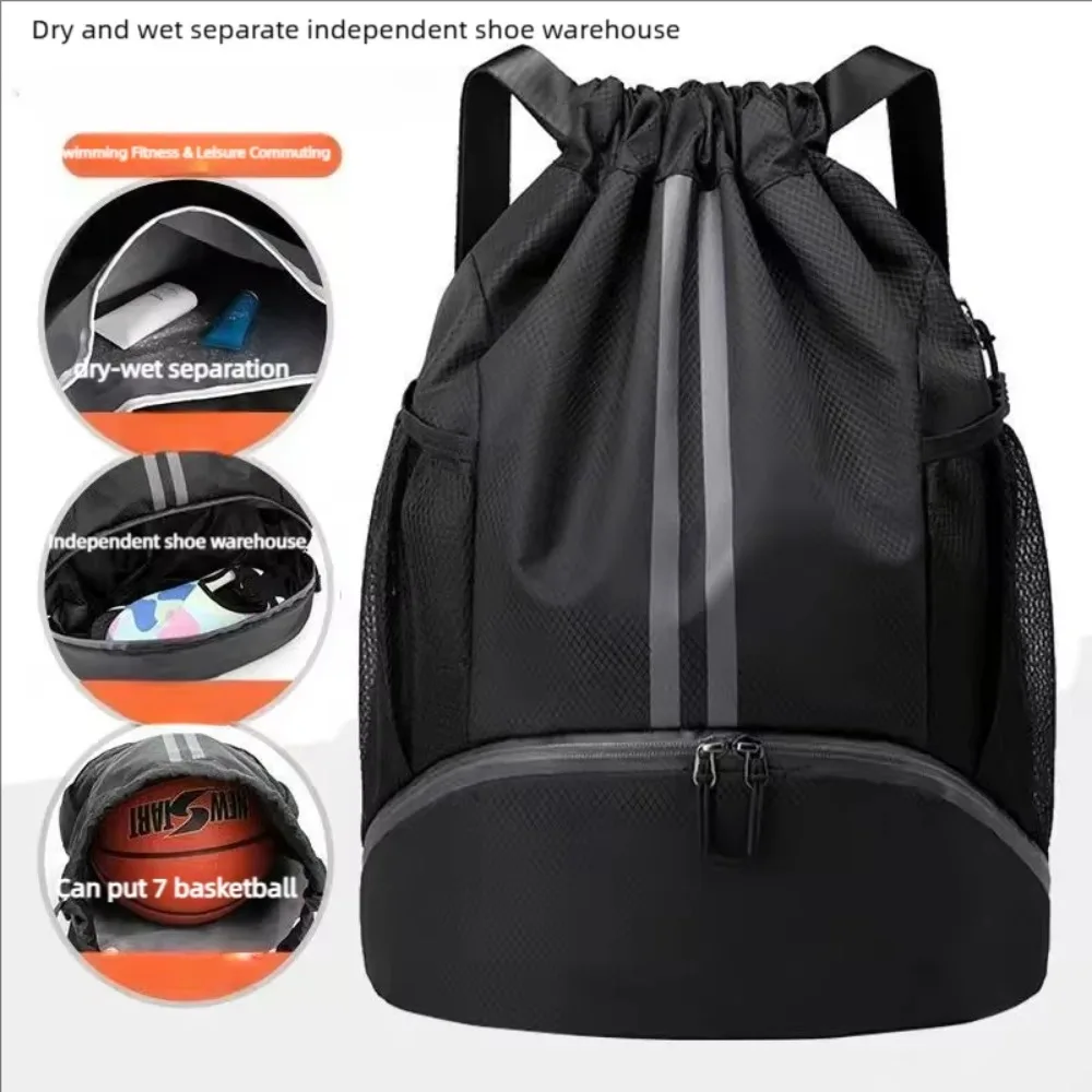 Sports Backpack Swimming Bag Wet And Dry Separation for Basketball Football Volleyball Shoes Portable Drawstring Backpack Bundle