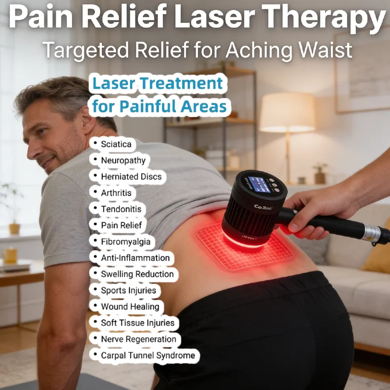 Portable 10W Class IV Cold Laser Therapy Machine 808nm 650nm High Intensity Deep Tissue for Back Pain Neuropathy