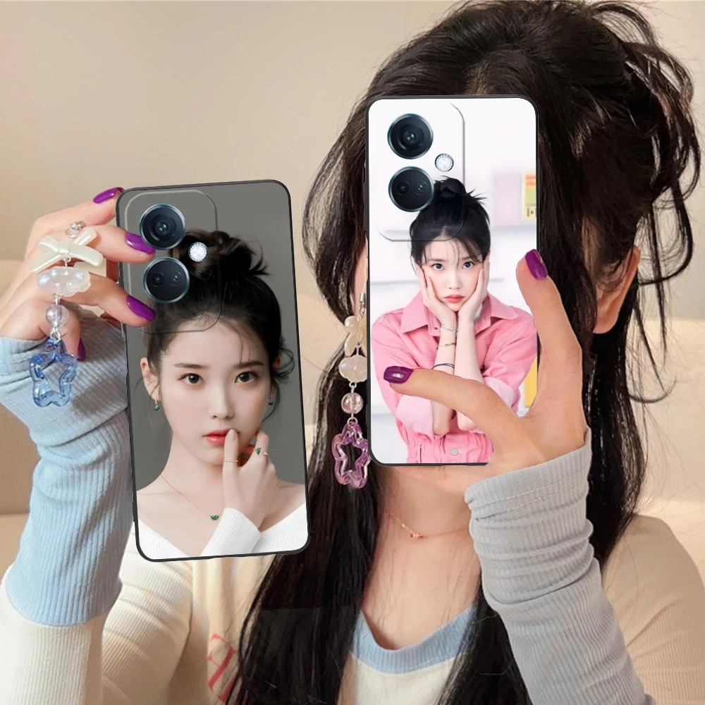 KPOP IU Lee JiEun Mobile Cell Phone Case for OPPO Find X5 X3 X2 A93 Reno 8 7 Pro A74 A72 A53 Black Soft Phone Cover Shell