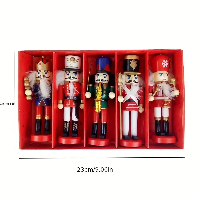 12cm Nutcracker Puppet Soldier Desktop Crafts Ornaments Nutcracker Playing Band Dolls Christmas Decoration New Year Home Decor