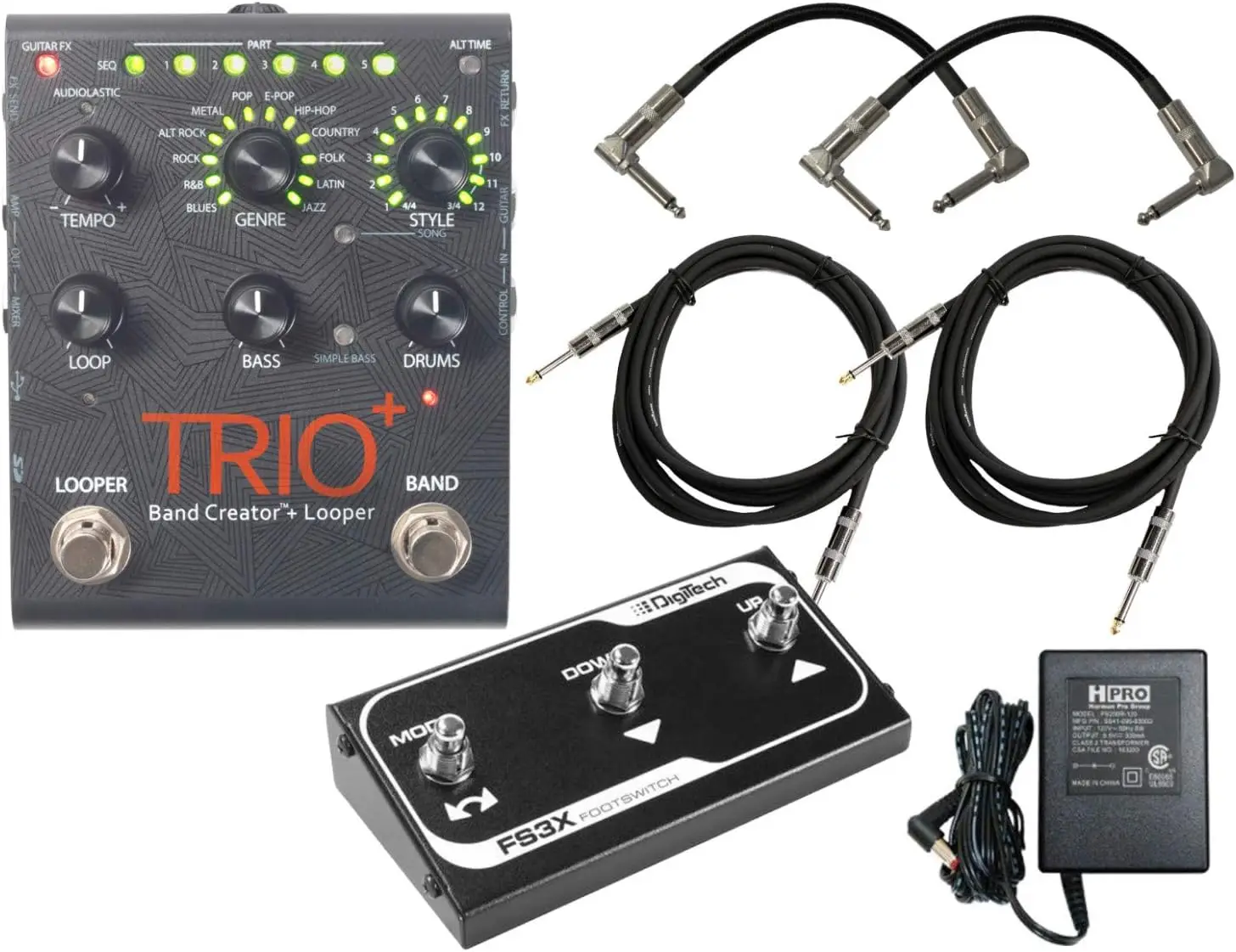 Trio+ Band Creator + Looper W/ Fs3X Footswitch, 4 Cables, And Power Supply