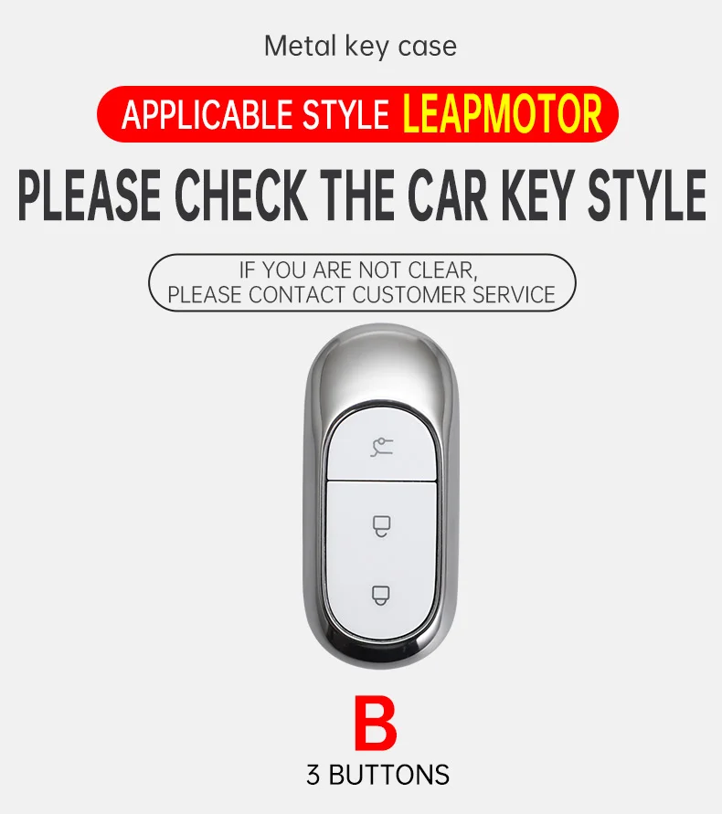 Zinc Alloy Car Smart Remote Key Cover Case Protector Holder Shell Bag For Leapmotor T03 S01 C11 C01 Type Keychain Accessories