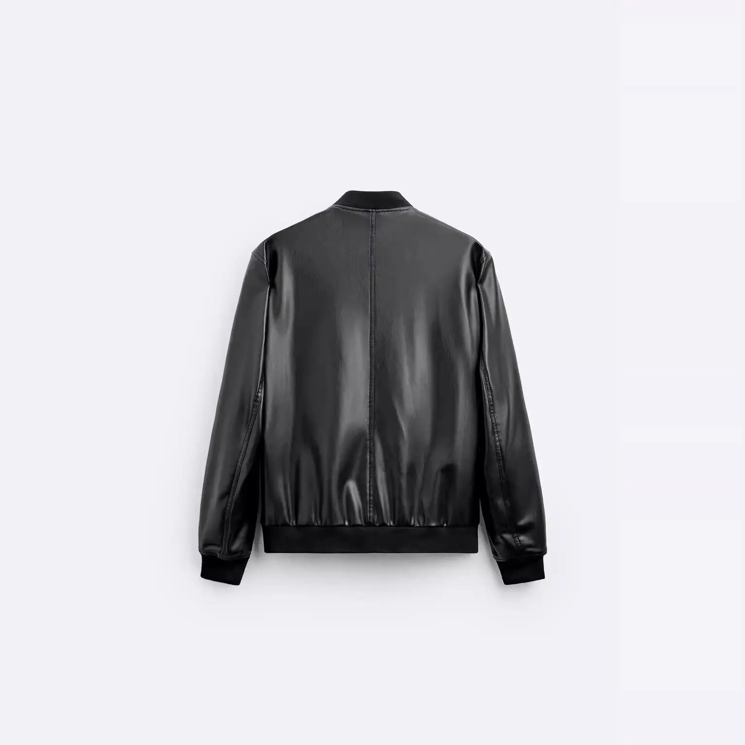

New Autumn Men's Pilot Jaet Long Sve Leather Coat Versatile Youth Faion Stand Fit Youthful Sle Zipper Closure Out...