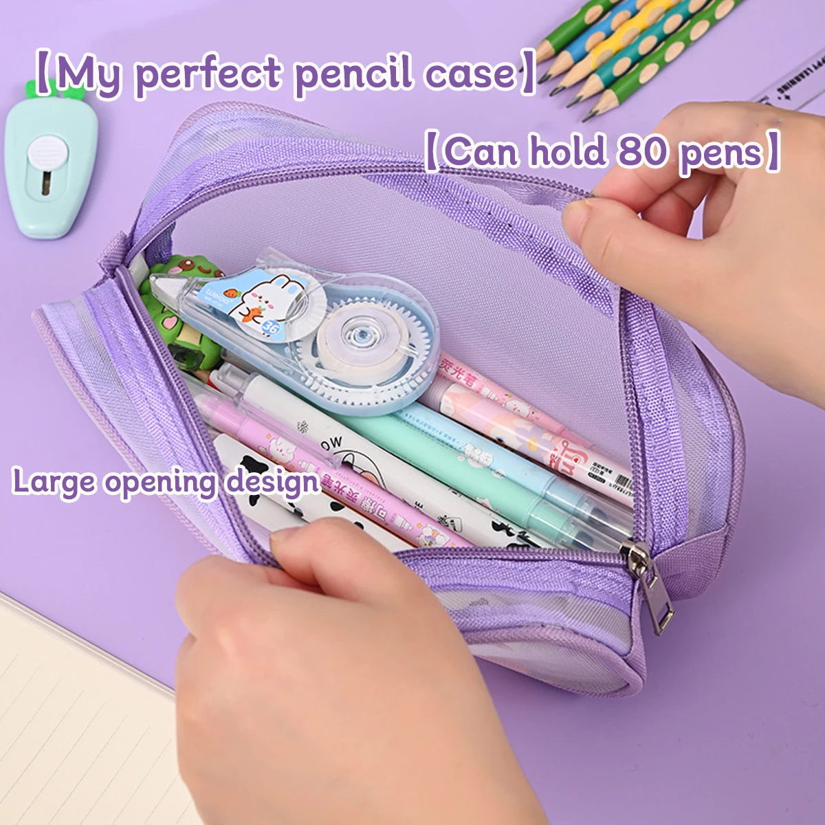 

Прозрачная видимая сетчатая сумка-карандаш, портативная большая вместительная коробка для хранения канцелярских принадлежностей унисекс, красивая простая студенческая ручка Bo