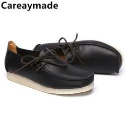 Careaymade-British Vintage Genuine Leather Casual Shoes Smoke Rubber Sole Shoes Low Top Men's Shoes Fashion trendy Lefu Shoes