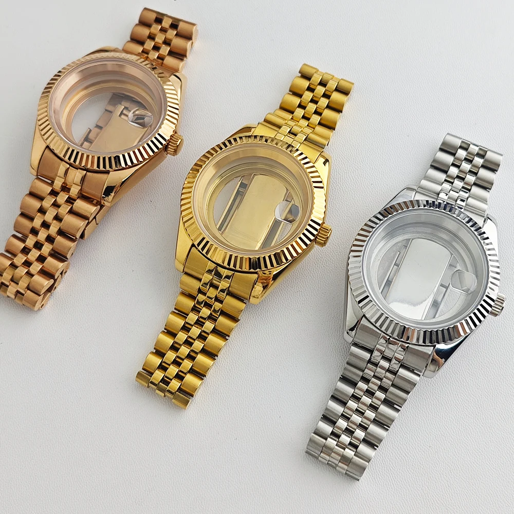 40mm Sapphire Glass For Men Watch Case Fit Miyota 8215 8285 DG2813 Movement Waterproof Jub President Stainless Strap 31mm Dial