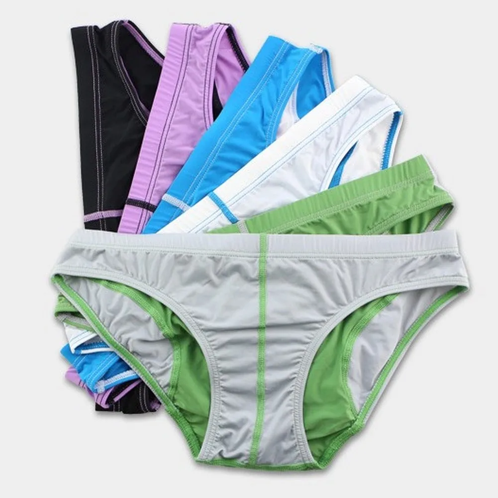 Sexy Low Waist Men's Briefs Underwear U-shaped Pouch Casual Contrast Color Underpants Breathable Stretch Panties
