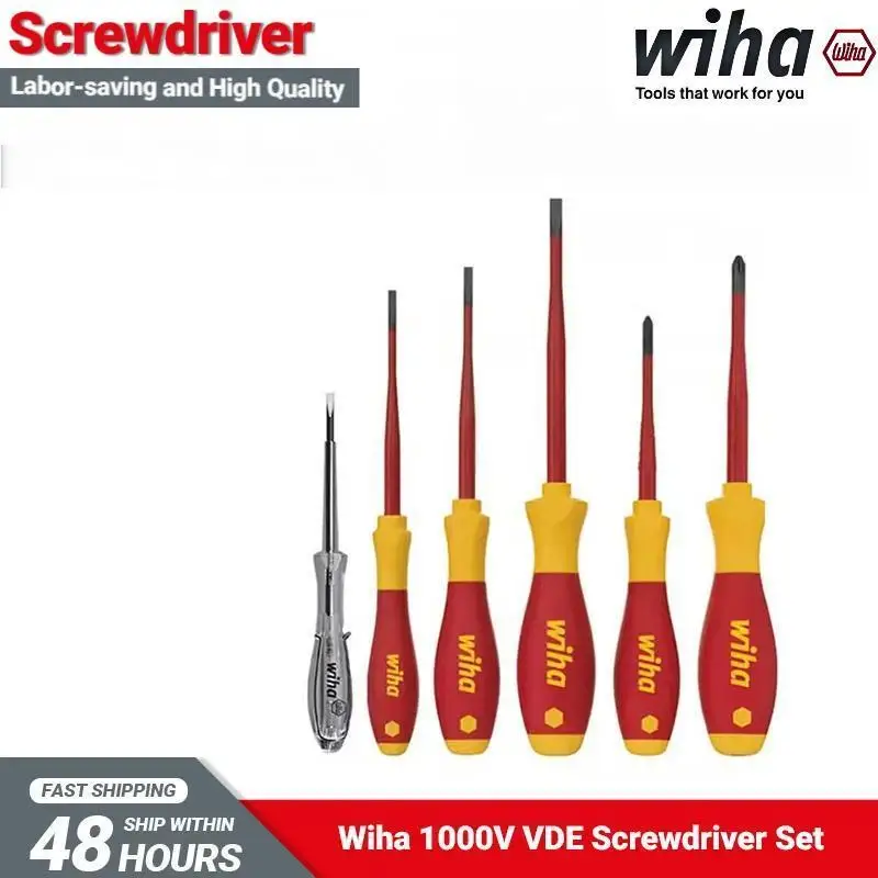 Wiha 1000V VDE Insualted Screwdriver Set SoftFinish Electric SlimFix Phillips Slotted PH1 PH2 High Quality and Long Life Service