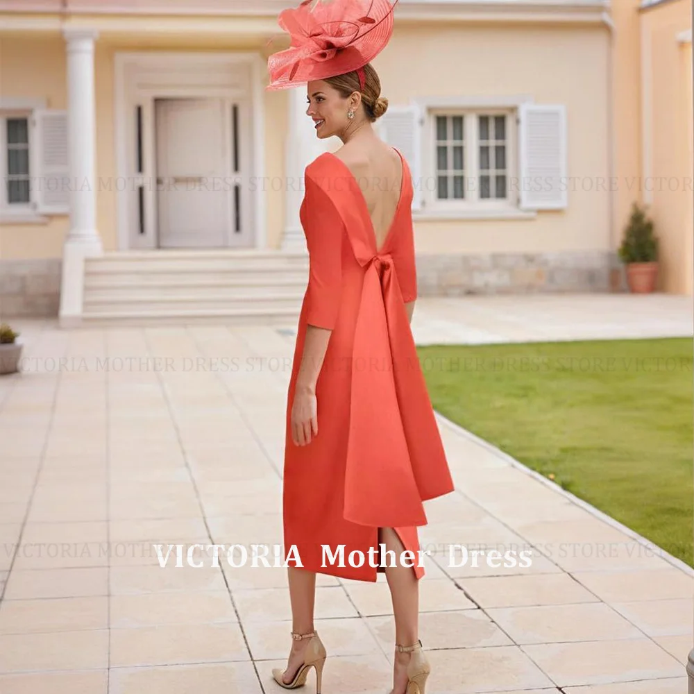 VICTORIA Customized Simple Mother of the Bride/Groom Dress A-Line Scoop Backless Short Wedding Guest Gowns Party Evening Dresses