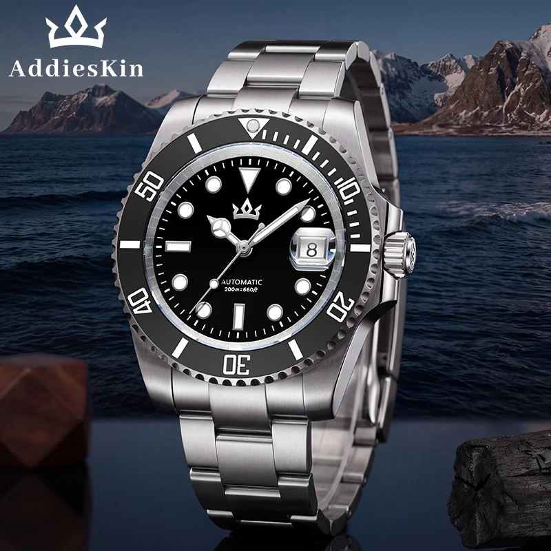 ADDIESKIN Watches for man Sapphire Scratch-Resistant ST2130 Movement Luminous 200m Waterproof Diving Watch Suitable for Swimming