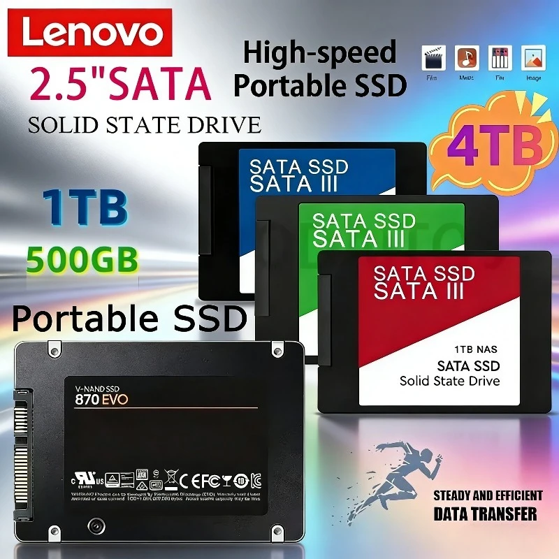 

New Lenovo 4TB SSD External Hard Disk For Internal Hard Drive Sata3 Interface Portable High Speed Solid State Drive For Laptop