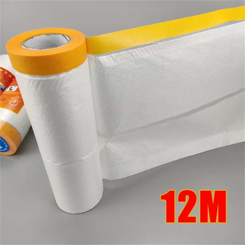Pre Taped Masking Film Painters Plastic Sheeting Film Tape Car Paint Masking Film Automotive Painting Covering Furniture Tape
