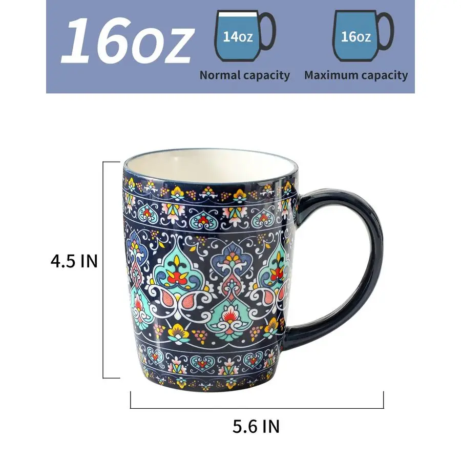 

Coffee Mugs Set of 6, 16 oz Ceramic Coffee Mug with Handle, Large Coffee Cups for Latte, Cappuccino, Milk Dishwasher amp Microwa