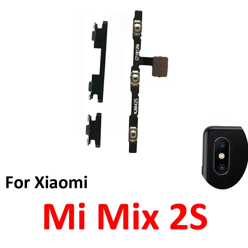 For Xiaomi Mi Mix 2S Phone New Power Volume Button On Off Up Down External Key Internal Flex Cable Ribbon Repair Parts Black