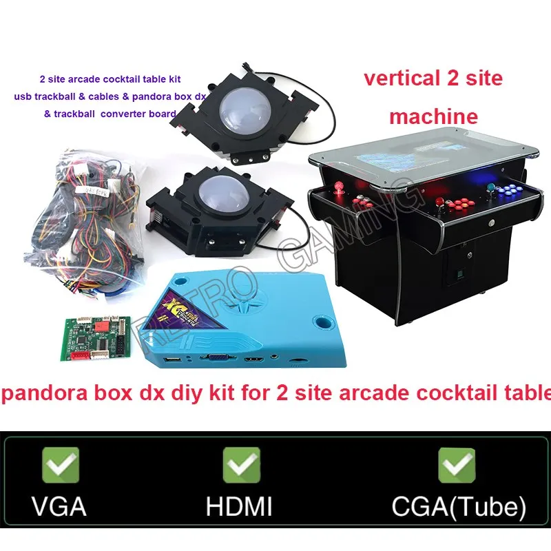 Vertical Cocktail Table Arcade Game Board Diy Kit Pandora DX USB Trackball*2 Harness Wires Zero Delay Converter Retro Gaming