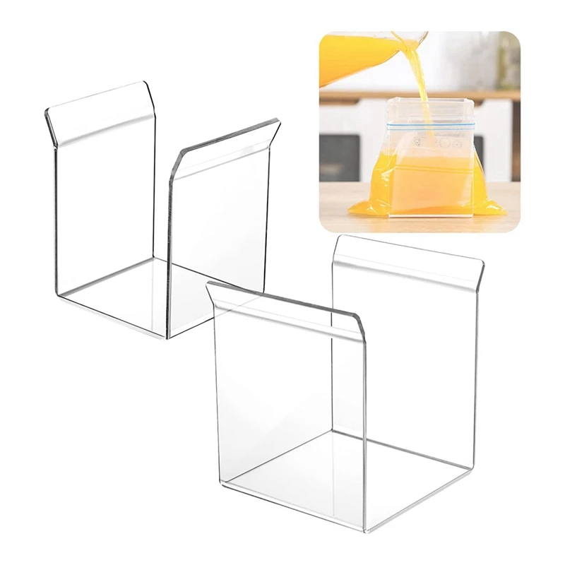 2 PCS Baggy Rack Holder Food Storage Bag Stand For Food Prep Bag Hands-Free To Pour Leftovers S