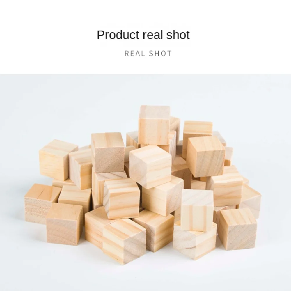 Cube en bois naturel pour loisirs, artisanat de menuiserie, bloc carré en bois vierge inachevé, aide pédagogique, fabrication de Puzzle, matériel fait à la main, 10 pièces