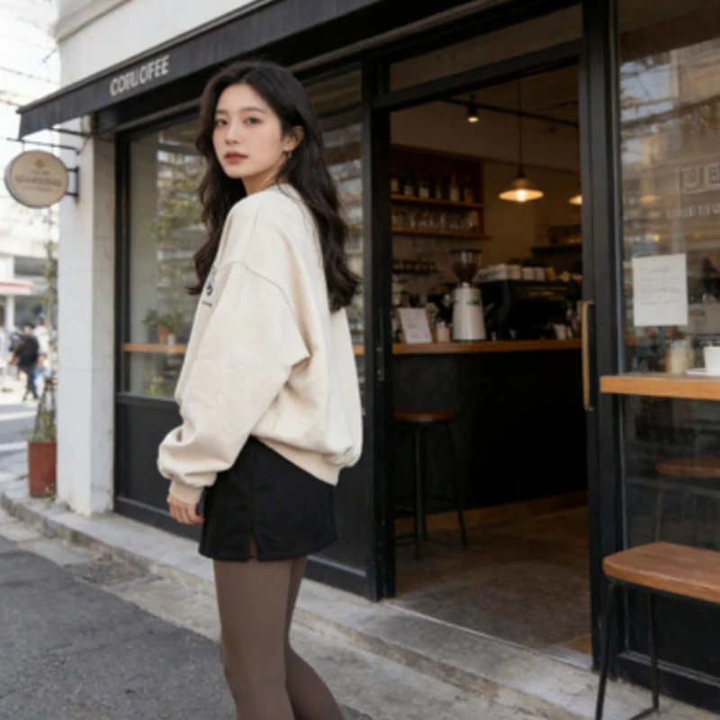 Women's Fake Layering Top Extender, Autumn Winter Butt Cover Skirt for Sweater Hoodie, Half Slip Underskirt