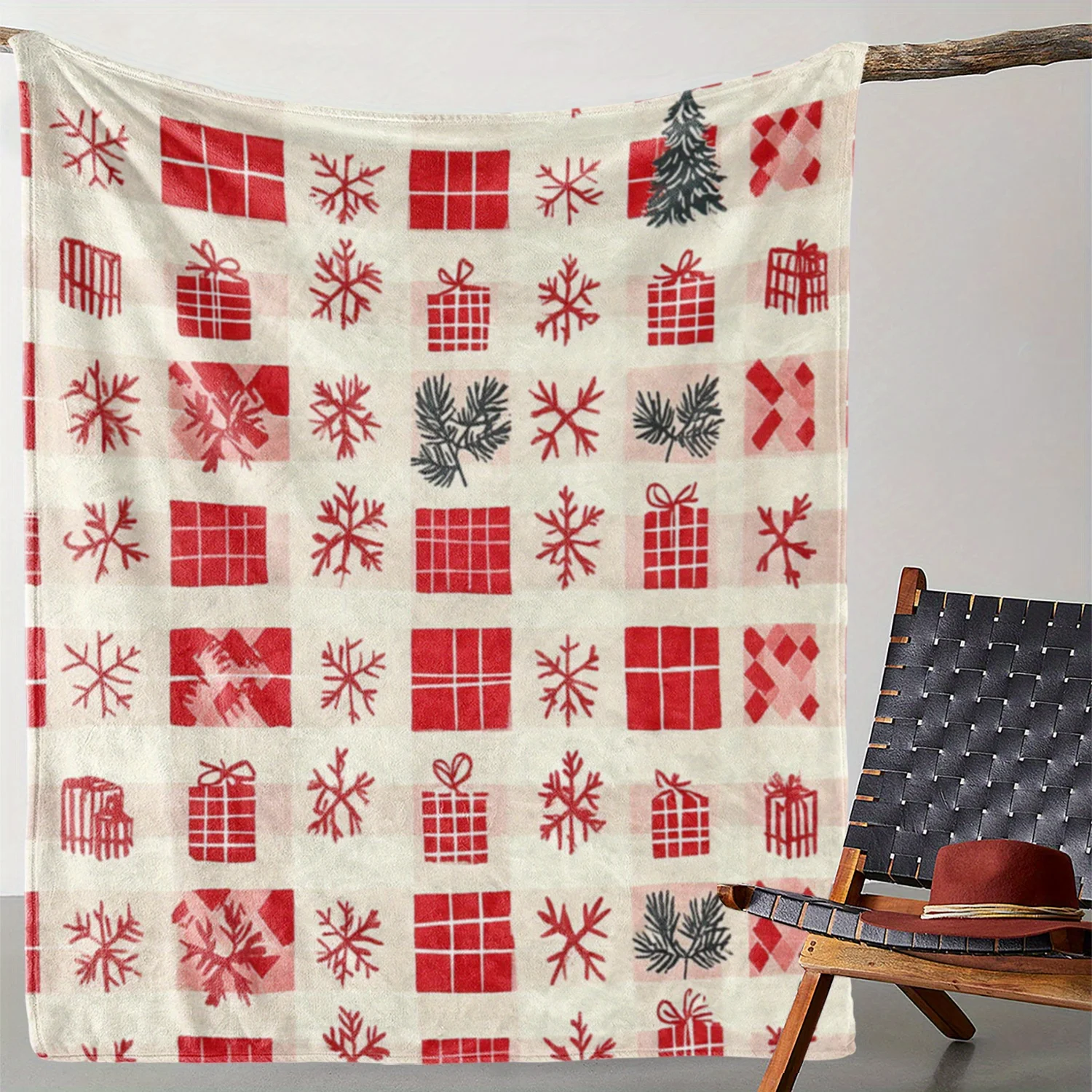 

1pc Christmas print blanket, polyester fabric, machine washable, suitable for bedroom and living room decoration