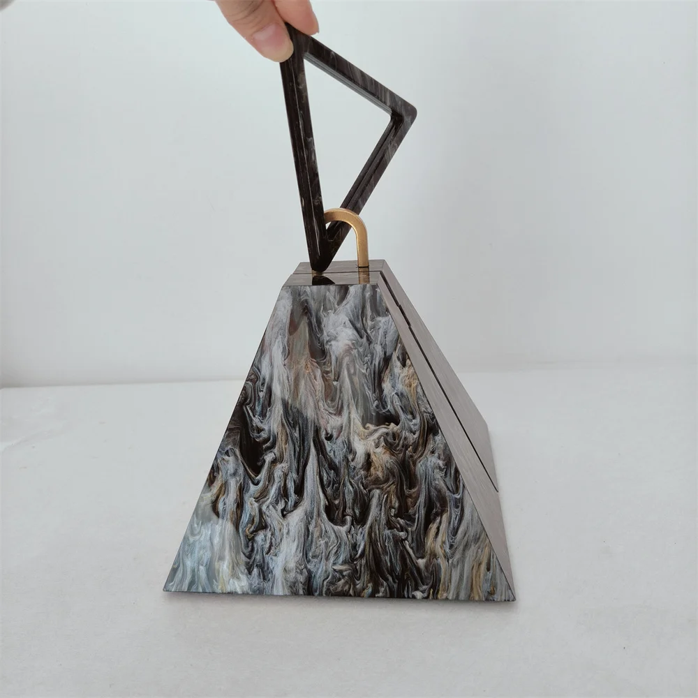 

Triangle Women's New Shoulder Span Bag Wedding Party Lady Acrylic Bag Dinner Clutch Bag Top Acrylic Bag Handle Evening Purse