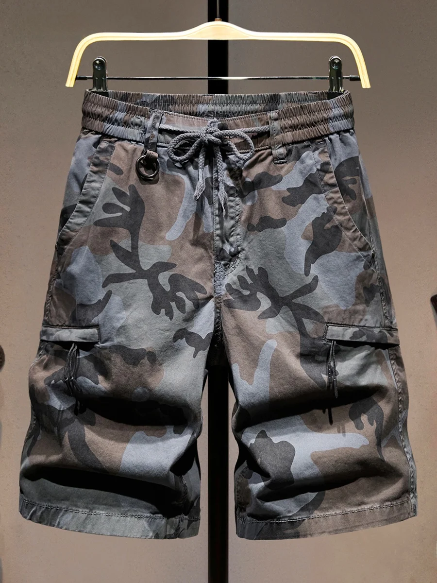 

American Sle Heavyweight Camouflage orts Men's Summer Trendy Multi-ket Loose Straight Vintage Workwear Five-Quarter Pants