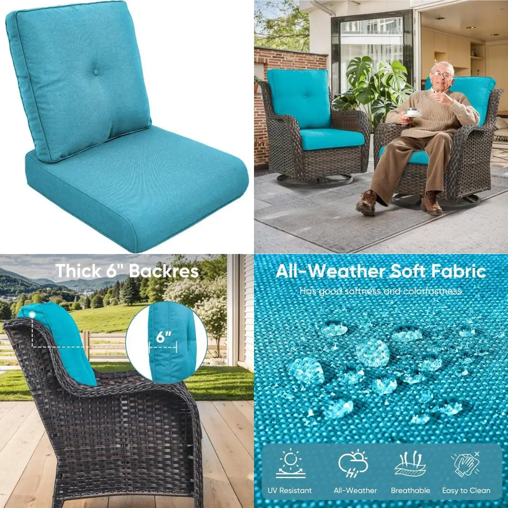 

Подушки для уличных стульев с высокой спинкой — толстые водостойкие 22x24 с чехлом на молнии для удобных сидений