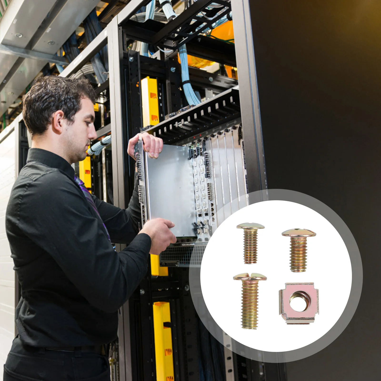 

120Pcs Carbon Steel Floating Cage Nut Kit Square Nuts Insert Nuts for Server Cabinets Shelves Cage Nut