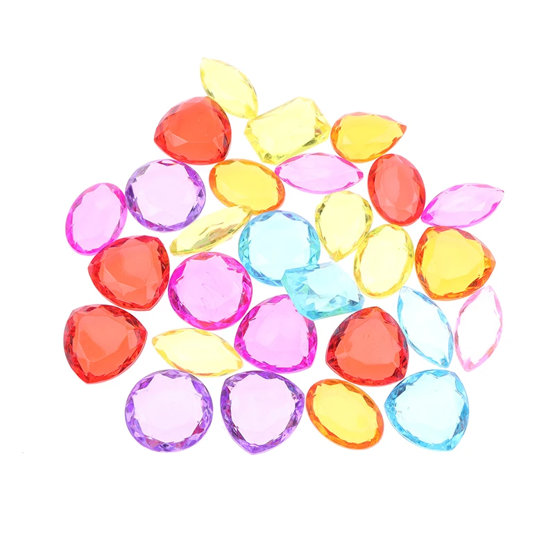 1Set Children Simulation Plastic Crystal Box Treasure Kids Acrylic Colorful Diamond Gems Plastic Large Jewels Toy 2.5cm Diameter