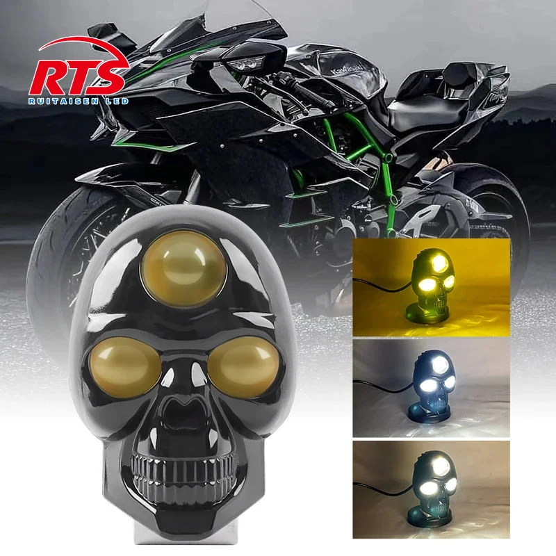 

Motorcycle LED Skull Waterproof Headlight Lamp Fog Light for Electric Projector Lens Spotlight Plastic Motor Accessories Light