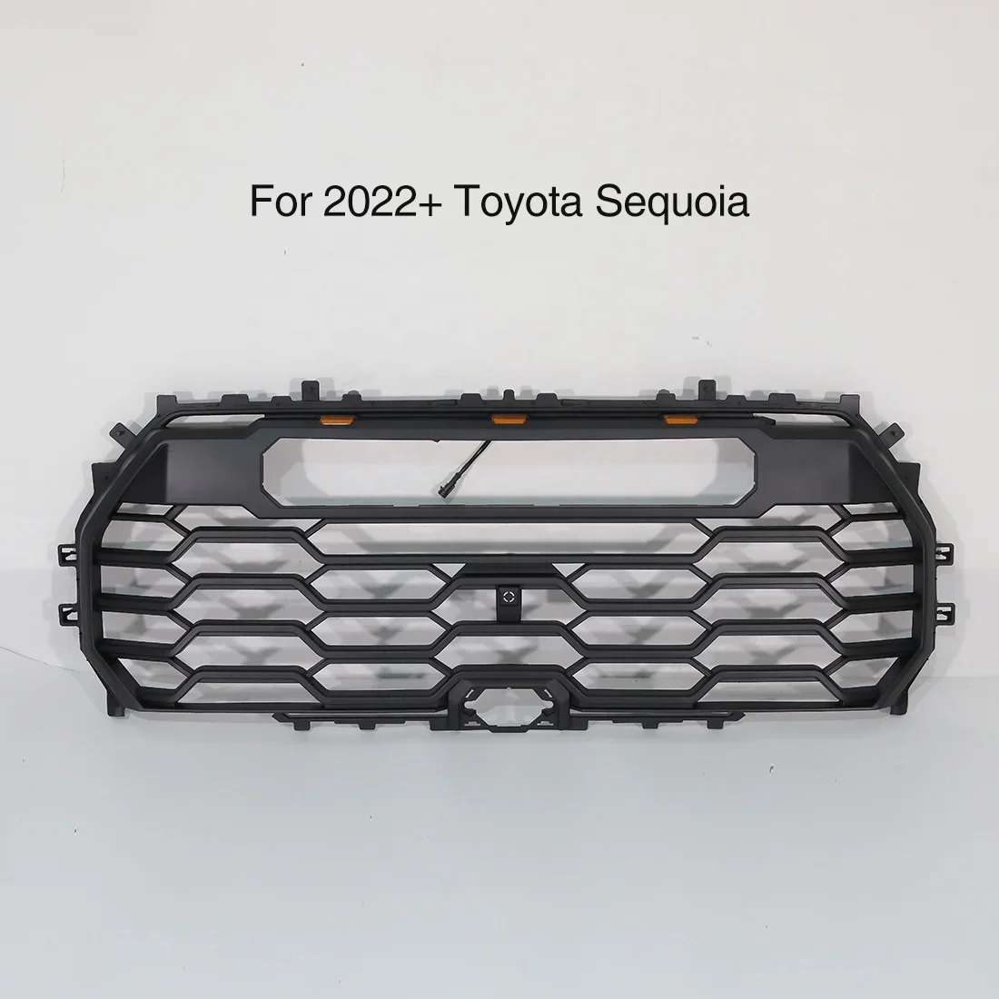 Auto Part Car Grills Mesh Grill Front Bumper Grille With Amber Light Fit For Toyota Sequoia 2022-2023 Matte Black ABS