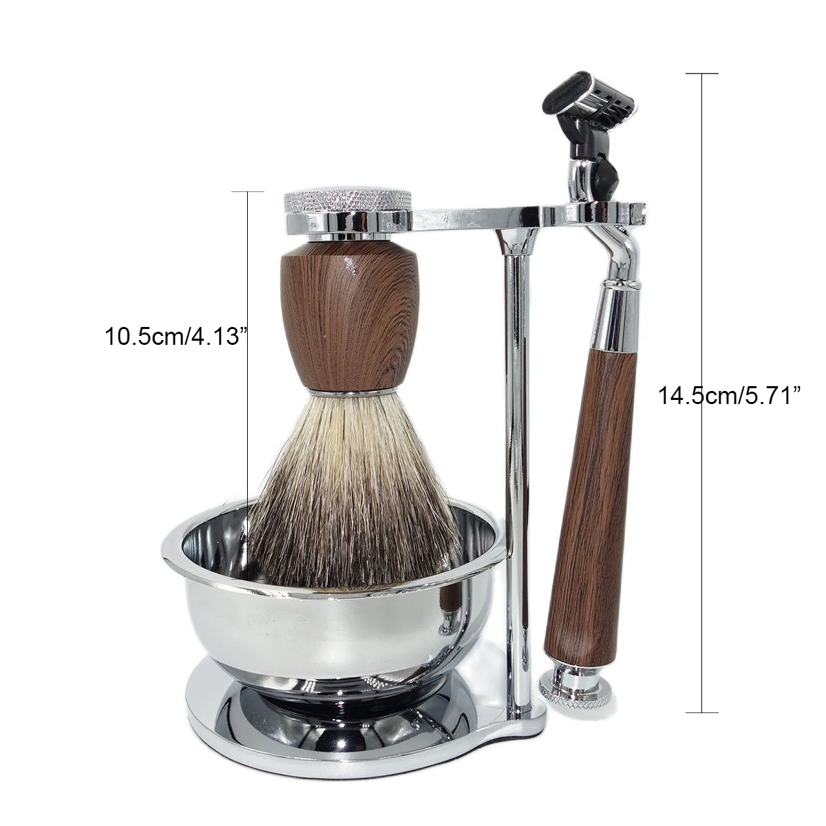 iRAZOR Classic Shaving Kit with 3-Layer Mach 3 Safety Razor Badger Cleaning Brush for Men Personal Care Beard Tools Gift Set