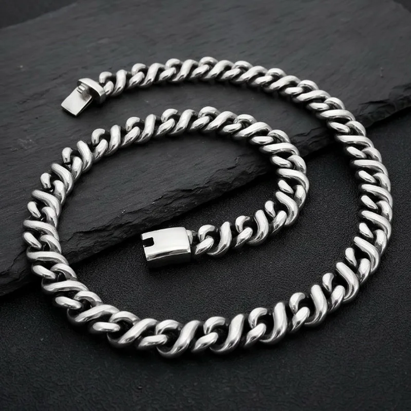 KALEN Gothic Hip Hop Stainless Steel  Necklace For Men Vintage Thick Curb Link Choker Fashion Jewelry Anniversary Gift