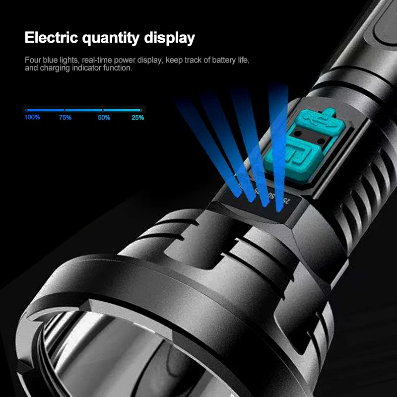 2000mAh LED Super Bright Xhp700 Lamp Core Flashlight Light USB Type-C Rechargeable Flashlights Flash Light Camping Equipment