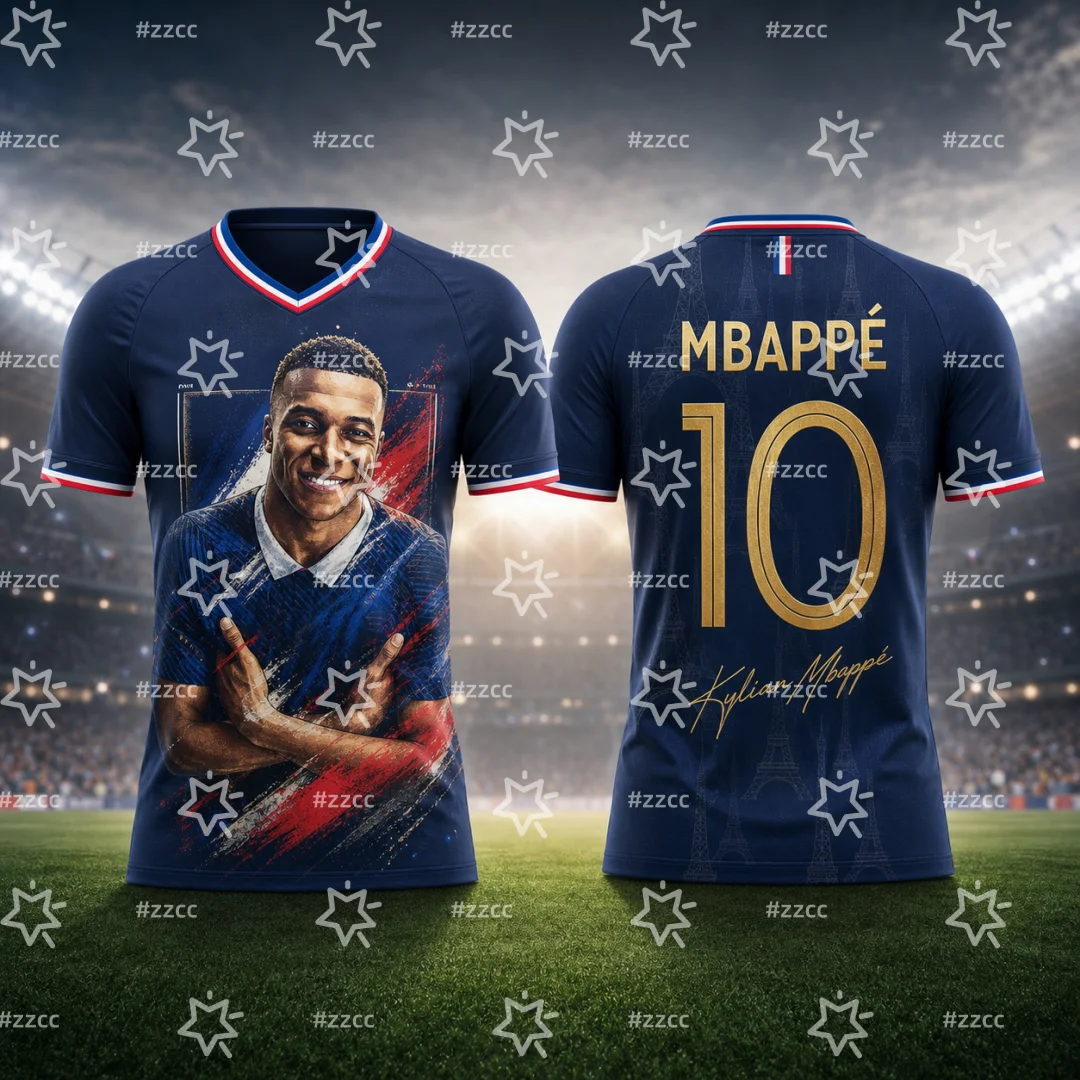 2026 France Kylian Mbappé Football Jersey Soccer Kit Summer Sports Men's T-Shirt Kid's Clothing Tee Woman Cycling Jersey view 3