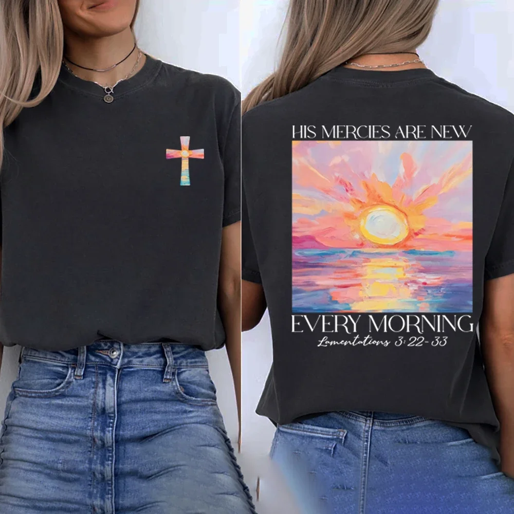 Religious T-Shirt Christian Shirt Inspirational Tee Women Short Sleeve Crewneck Casual T-shirts Bible Verse Tops Christian Gift